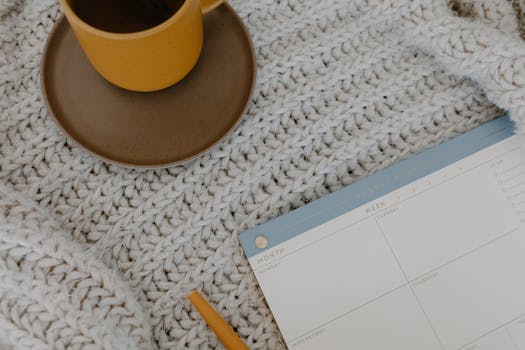 A cozy writing space with a cup of coffee